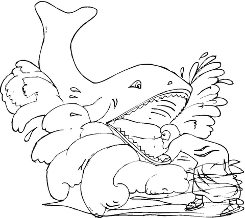 In The Mouth Of Whale  Coloring Page